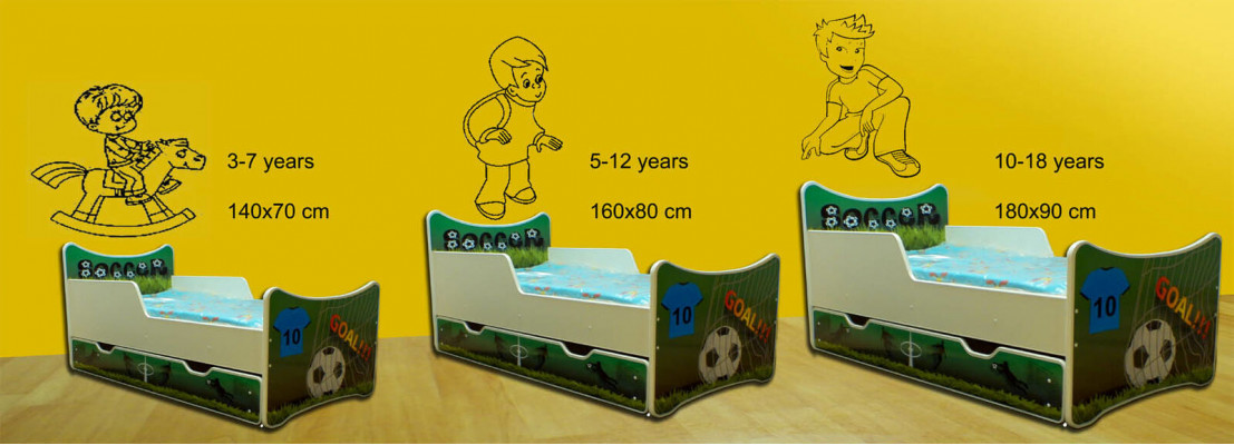 Kinderbed Jeugdbed Bed Bedden met lade Motieven 140x70 - 160x90 - 180x90