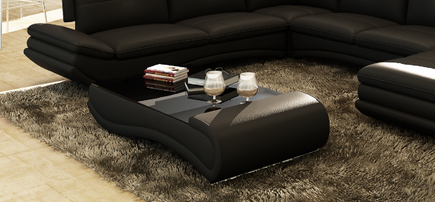 Sofa tafel design woonkamer glas lederen bank bank tafel koffie bijzettafel