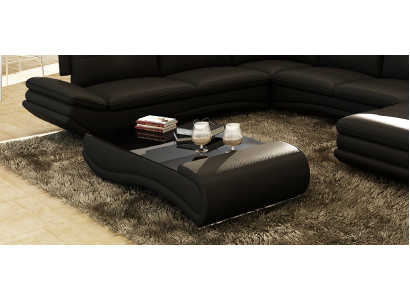 Sofa tafel design woonkamer glas lederen bank bank tafel koffie bijzettafel