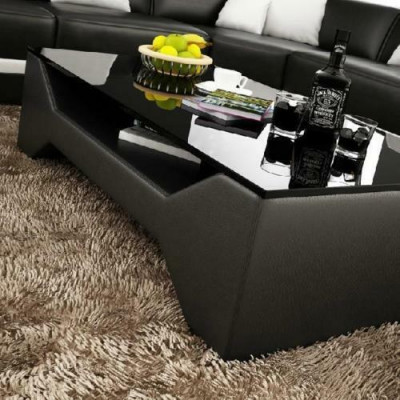 Sofatisch Design Tafel Woonkamer Glas Lederen Bank Bijzettafel Koffiebank