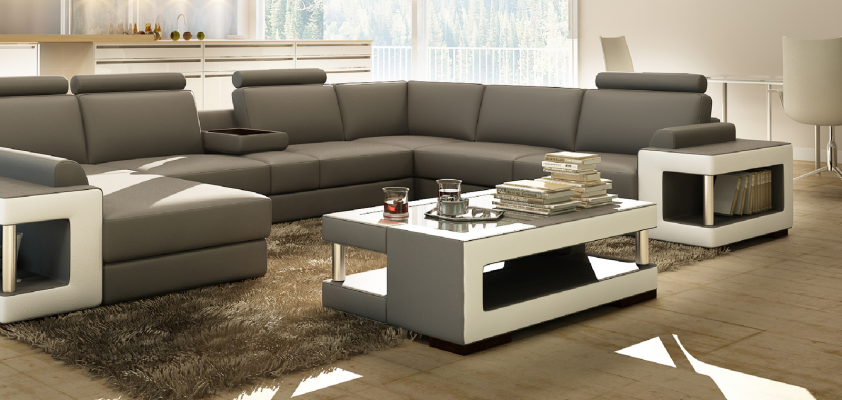 Luxe glazen salontafel woonkamer bijzettafel ontwerper tafel glas leer