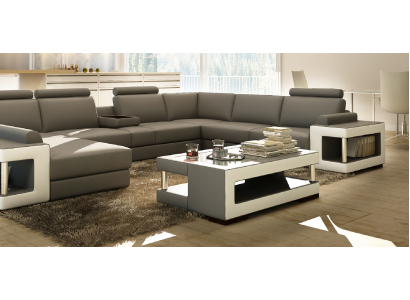 Luxe glazen salontafel woonkamer bijzettafel ontwerper tafel glas leer