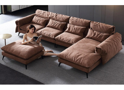 Luxe modern hoekbank L-vormige bekleding woonkamer woonlandschap