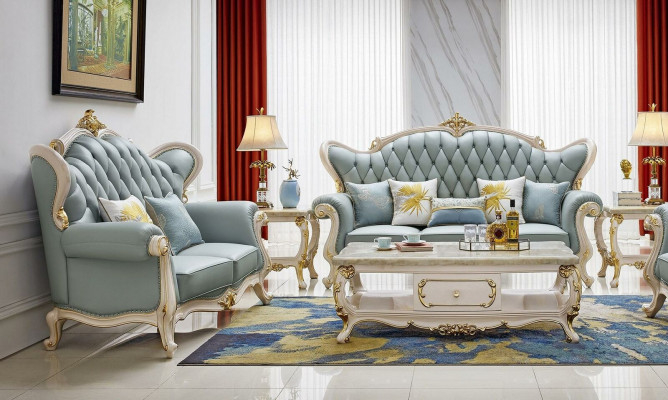 Chesterfield Klassieke Sofaset 3 2 1 Zits Bank Bekleding Leer Massief Hout