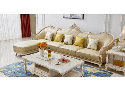 Hoekbank Bank Bank Bekleding Woonlandschap Sofa-set L-vorm Massief hout