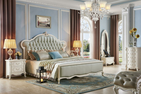 Elegante Chesterfield-bed in klassieke stijl met bijpassende nachtkastjes