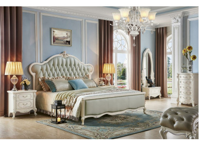 Elegante Chesterfield-bed in klassieke stijl met bijpassende nachtkastjes