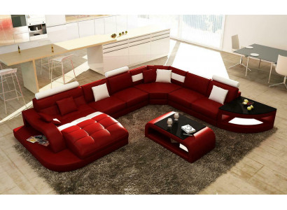 Luxe design hoekbank leren bank bank bekleding woonlandschap leer.