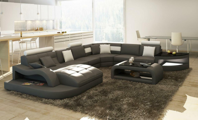 Luxe design hoekbank leren bank bank bekleding woonlandschap leer.