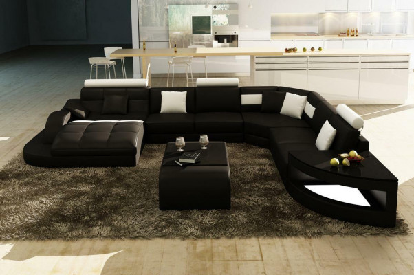 Luxe design hoekbank leren bank bank bekleding woonlandschap leer.