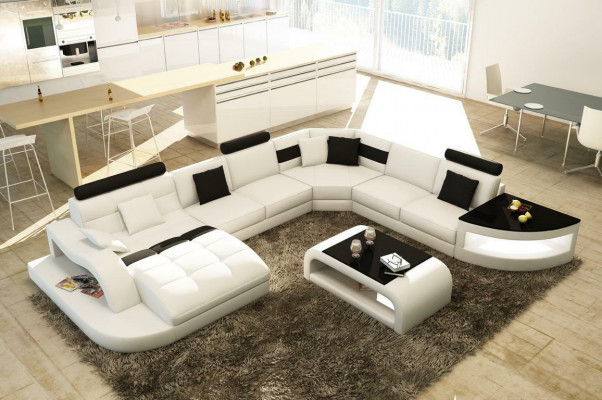 Luxe design hoekbank leren bank bank bekleding woonlandschap leer.