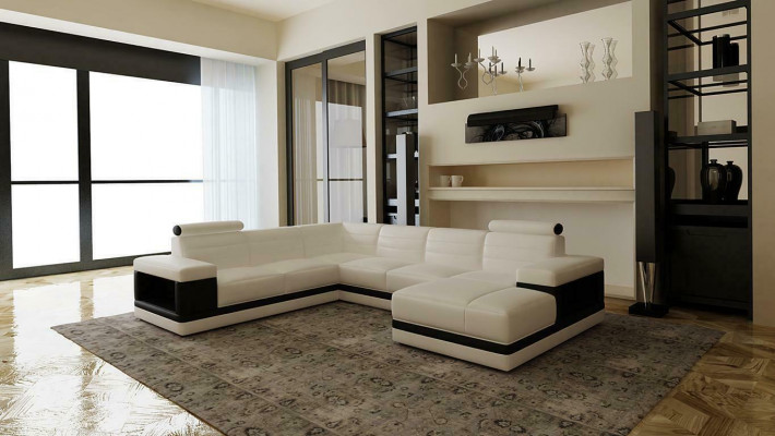 Leren bank Leeflandschap Hoekbank U-vorm Ontwerp Modern Bankstel