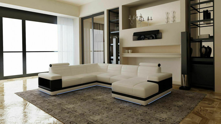 Leren bank Leeflandschap Hoekbank U-vorm Ontwerp Modern Bankstel