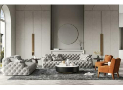 Chesterfield Leren Bank Driezits Relax Zitmeubel Ontwerp Bank Lounge Banken 234 cm