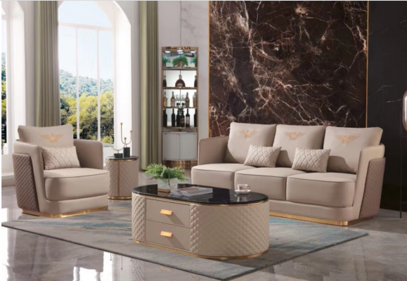 Volledige set bankstel 3+1 + salontafel bijzettafel designer woonlandschap