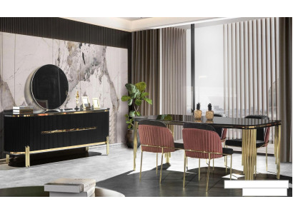 Luxe eetkamer eetkamerset ontwerp tafel dressoir 4 stoelen groep 6-delige set nieuw