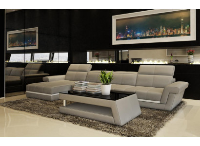 Leren bank bank woonlandschap L-vorm design modern bankstel 5136B banken