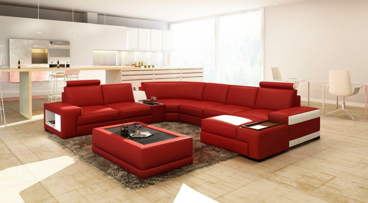 Leren bankstellen woonlandschap U-vorm ontwerp modern bankstel 5103 bankstellen