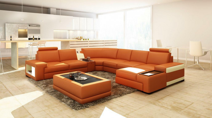 Leren bankstellen woonlandschap U-vorm ontwerp modern bankstel 5103 bankstellen