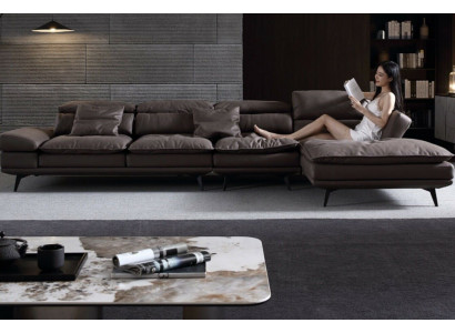 Woonkamer L-vorm Modern Bruin Design Bankstellen Nieuwe Hoekbank Bekleding
