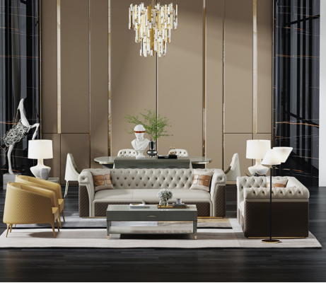 Bank Driepersoons Bankstel Stijl Modern Gestoffeerd Chesterfield Leer Bankstellen.