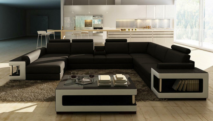 Leren hoekbank XXL ontwerp grote bankbank bank bekleding hoek zitcombinatie