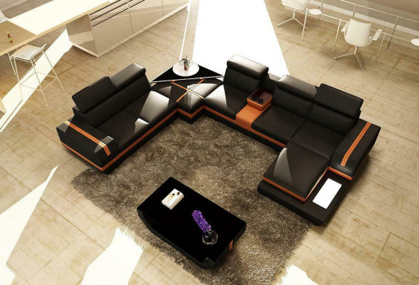 Leren bank Woonlandschap U-vormig Modern bankstel Hoekbanken Ontwerp 5099