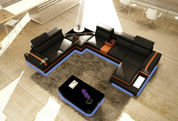 Leren bank Woonlandschap U-vormig Modern bankstel Hoekbanken Ontwerp 5099