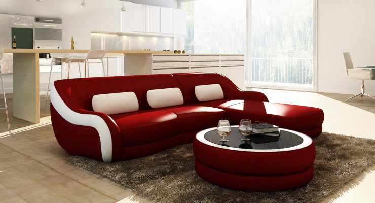 Designer leren bank hoekbank gestoffeerde hoekbank zit hoek L-vorm bankstel nieuw