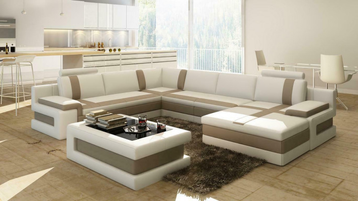 Leren bank Woonlandschap Bank U-vorm Ontwerp Modern Bank Hoekbanken