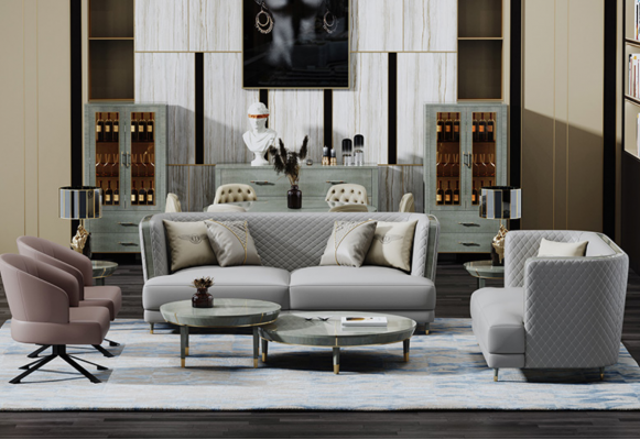 Driepersoons bank gestoffeerd designbank zitdecor banken kamer meubels modern