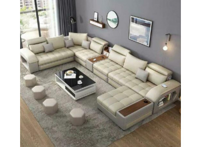 Hoekbank U-vormige Zitmeubels Woonlandschap Luxe Bekleding Modern Ontspanning Bank Bank