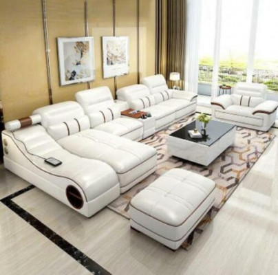Woonlandschap Luxe bank Bank Hoekbank L-vorm Bekleding Modern Ontspanning Zitmeubel