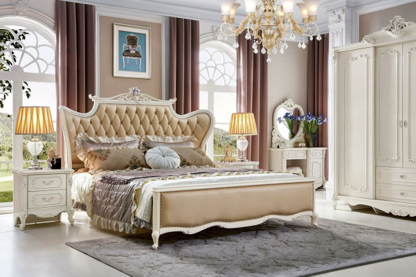 Nachtkastje Kaptafel 6 stuks Slaapkamer Modern Design Luxe Bed Set