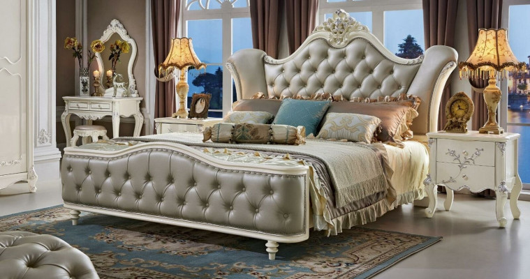 Bed Polsterbed Hout Luxe Chesterfield Leder Bedden Slaapkamer Massief hout