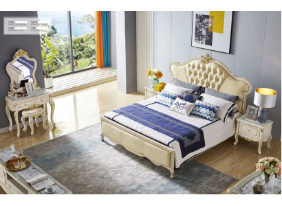 Chesterfield Big Luxe Tweepersoonsbed Bed Bekleed Bed Ontwerp 180x200 Massief hout