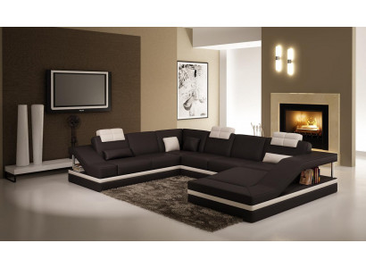 Ontwerp Hoek Groot End Sofa Bank XXL Lederen Bankstellen Decor Set