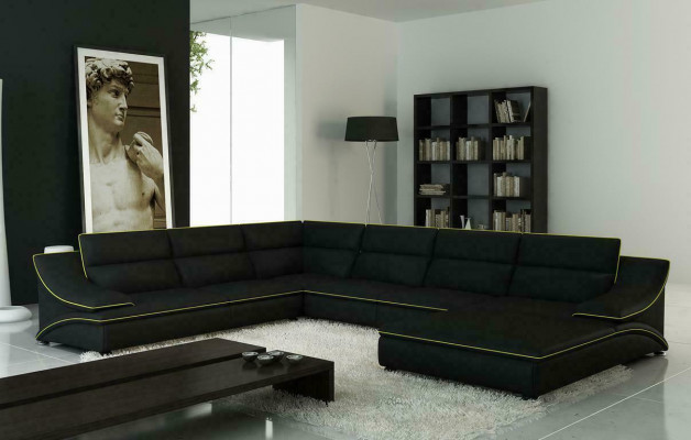 Ontwerp XXL Grote Hoekbank met Grote Kussens Leren Hoekbank Bankstel Sofaset