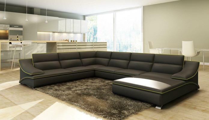 Ontwerp XXL Grote Hoekbank met Grote Kussens Leren Hoekbank Bankstel Sofaset