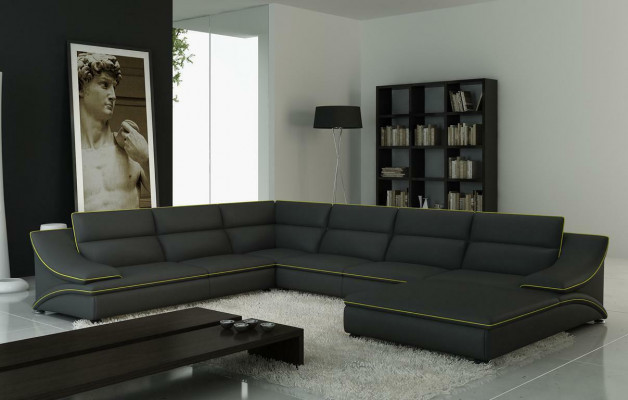 Ontwerp XXL Grote Hoekbank met Grote Kussens Leren Hoekbank Bankstel Sofaset