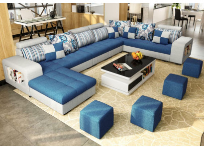Hoekbank U-vorm Luxe Textiel Bekleding Modern Relax Zitmeubelen Woonlandschap Meubels