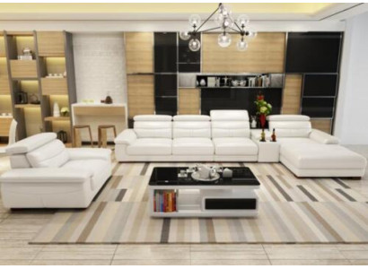 Hoekbank L-vorm kunstleer Hoekbank Gestoffeerde bank Zitontwerp Bankbanken Woonlandschap