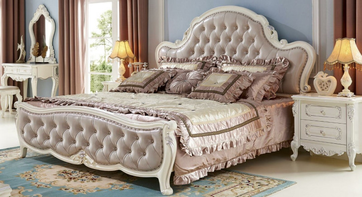 Bed Nachtkastje Kaptafel Slaapkamer Kruk Set 6-dlg. Massief hout