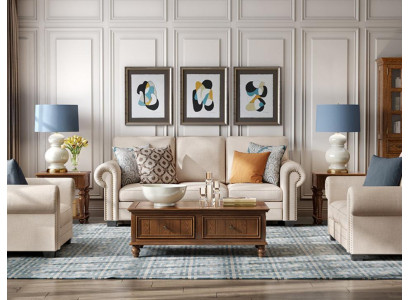 Sofa set 3-zits gestoffeerde bank stof zit ontwerp bankstel
