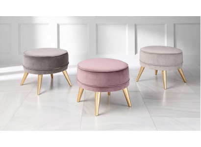 Poef Poef Ottomaan Poef Modern Luxe Stof Ontwerp Woonkamer Roze Ronde