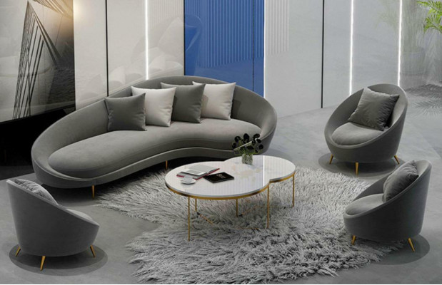 Hoekbank + fauteuil woonlandschap Relax zitmeubel design bank loungebanken textiel fluweel