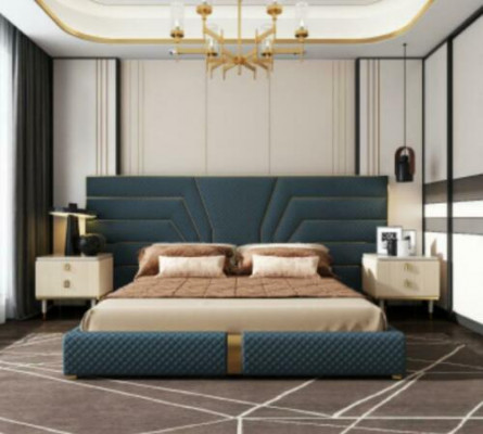 Ontwerper bed 180x200 leer textiel bedden tweepersoons slaapkamer luxe