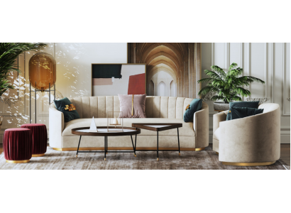 Bankstel 3+1 zitter set Ontwerpbank Beklede bank Bank Modern