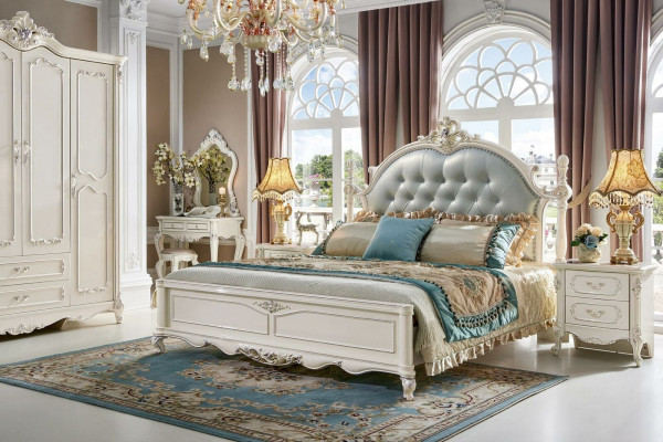 Chesterfield Slaapkamer Set 6-delig. Koninklijke barok meubels Bed massief hout