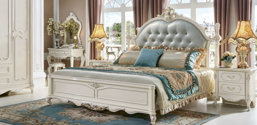 Chesterfield Slaapkamer Set 6-delig. Koninklijke barok meubels Bed massief hout